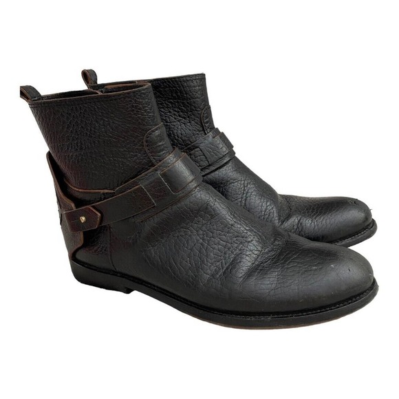 Tory Burch Women's Black Derby Mid Riding Boot Leather Round Toe Zip Closure8.5 - Picture 1 of 16